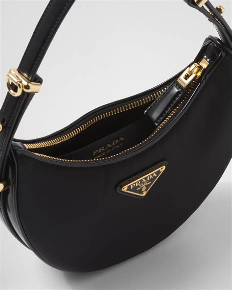 prada arqué re-nylon and brushed leather shoulder bag price